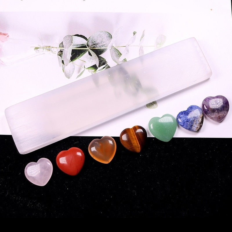 Natural Crysta Stone Love Heart Shape Ornaments Colorful Rough Seven Chakra Mineral Ore Fashion Jewelry Spiritual Healing Yoga - my-magic-mirror