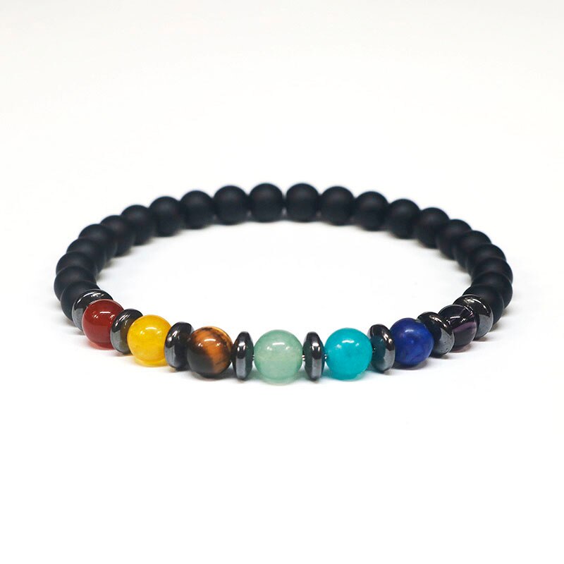 2022 6mm Yoga 7 Chakra Bracelet Men Women Lost Weight Magnetic Hematite Turkish Evil Eye Bracelet For Men Spiritual Jewelry - my-magic-mirror