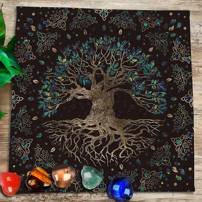 Tree of Life Tarot Tablecloth Altar Cloth Pagan Spiritual Pendulum Witchcraft Astrology Oracle Cards Pads for Room Home Decor - my-magic-mirror