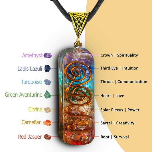 Retro Reiki Healing Energy Crystal Pendant Natural Stone for Yoga Meditation Spiritual 7 Chakra Jewelry Neckalce Amulet Orgonite - my-magic-mirror